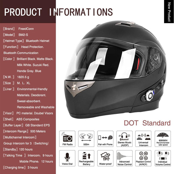 FreedConn Motocycle Helmet Waterproof Wireless Bluetooth Headset TCOM- –  1Storm Helmet