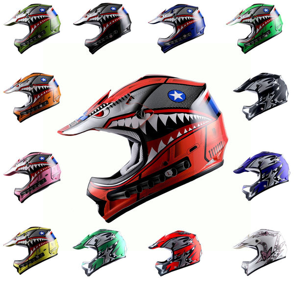 WOW Youth Kids Motocross BMX MX ATV Dirt Bike Helmet Shark: HBOY-K-Sha   Power Gear Motorsports