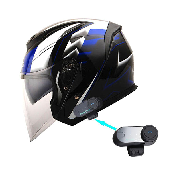 blue motorcycle helmet with bluetooth 1Storm Motorcycle Open Face Helmet Scooter Classical Knight Bike Dual –  Power Gear Motorsports