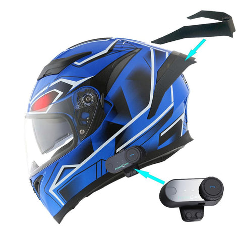1Storm Motorcycle Modular Full Face Flip up Dual Visor Helmet + Spoiler + Motorcycle Bluetooth Headset: HJK316