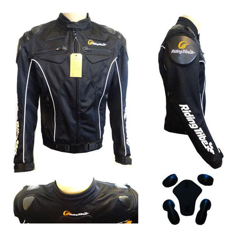 NEW Motorcycle Motorcross MX Armor Touring Sport Bike Textile Jacket RidingTribe_TX_08 Black