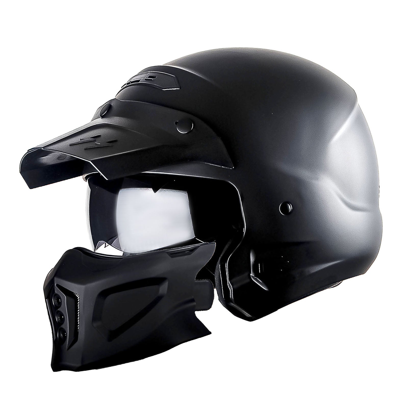 1Storm Motorcycle Full Face Helmet Open Face Helmet with Smoked Shield (Detachable Visor Face Mask): HKY881S-E