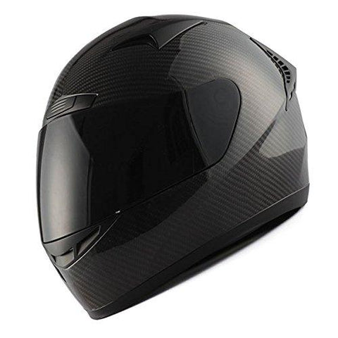 Genuine Carbon Fiber Motorcycle Street Bike Full Face Helmet Black, 3.2lb only: HG335C-Fiber