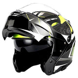 1Storm Motorcycle Street Bike Modular/Flip up Dual Visor Sun Shield Full Face Helmet: HJA119