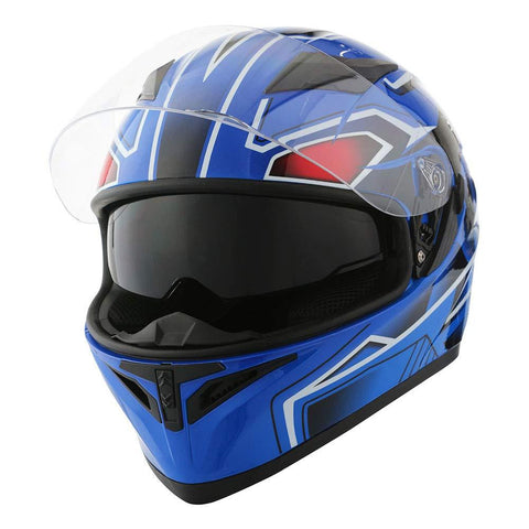 1Storm Motorcycle Street Bike Dual Visor/Sun Visor Full Face Helmet Mechanic: HJK316clear