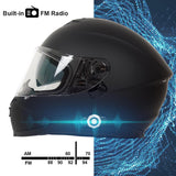 Martian Motorcycle Bluetooth Helmet Full Face Dual Visor with Bluetooth Headset 6 Riders intercom & 1000 Meter Communication: HM_BFULLFACE + Premium Leather Gloves