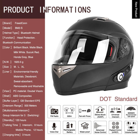 Martian Motorcycle Bluetooth Helmet Modular Full Face Flip up Dual Visor Bluetooth Headset: HM-BH