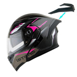 1Storm Motorcycle Modular Full Face Flip up Dual Visor Helmet + Spoiler + Motorcycle Bluetooth Headset: HB89