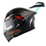 1Storm Motorcycle Modular Full Face Flip up Dual Visor Helmet + Spoiler + Motorcycle Bluetooth Headset: HB89
