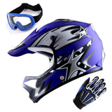 WOW Updated Youth Motocross Helmet Kids Motorcycle Bike Helmet Matt Star + Goggles + Skeleton Glove Bundle: HBOY-K_Star