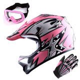 WOW Updated Youth Motocross Helmet Kids Motorcycle Bike Helmet Matt Star + Goggles + Skeleton Glove Bundle: HBOY-K_Star