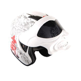 1Storm Motorcycle Open Face Fiber Glass Dual Visor Helmet HB_609 Scooter Classical Knight Bike Samurai + One Extra Clear Shield