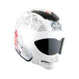 1Storm Motorcycle Open Face Fiber Glass Dual Visor Helmet HB_609 Scooter Classical Knight Bike Samurai + One Extra Clear Shield