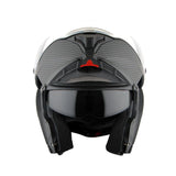 Martian Genuine Real Carbon Fiber Motorcycle Modular Flip up Full Face Helmet HB-BMF-B10 Matt Carbon Black, DOT Approved