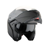 Martian Genuine Real Carbon Fiber Motorcycle Modular Flip up Full Face Helmet + Motorcycle Bluetooth Headset: HB-BMF-B10 Matt Carbon Black