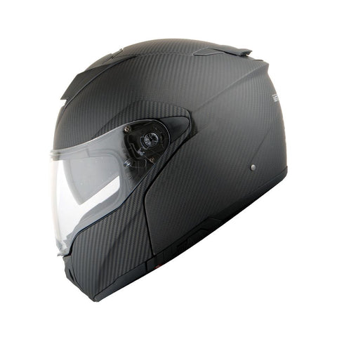 Martian Genuine Real Carbon Fiber Motorcycle Modular Flip up Full Face Helmet HB-BMF-B10 Matt Carbon Black, DOT Approved