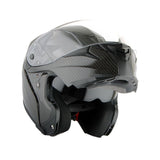 Martian Genuine Real Carbon Fiber Motorcycle Modular Flip up Full Face Helmet HB-B1 Glossy Carbon Black, DOT Approved