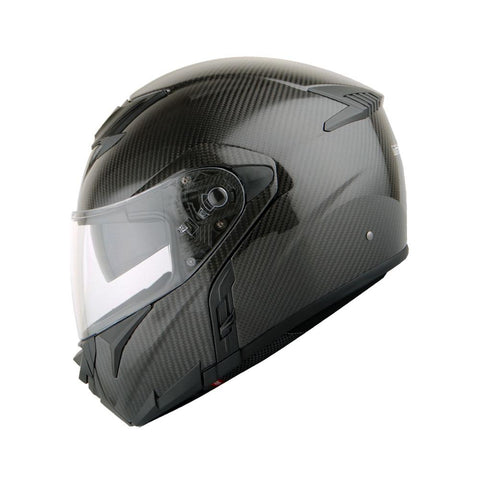 Martian Genuine Real Carbon Fiber Motorcycle Modular Flip up Full Face Helmet HB-B1 Glossy Carbon Black, DOT Approved