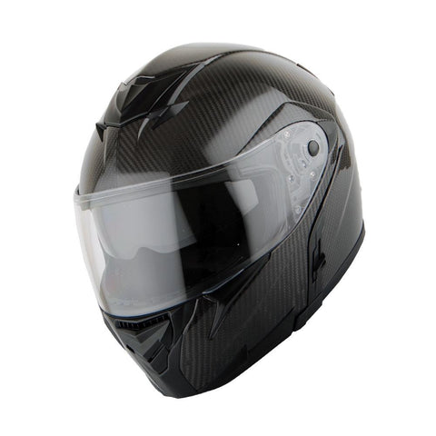 Martian Genuine Real Carbon Fiber Motorcycle Modular Flip up Full Face Helmet HB-B1 Glossy Carbon Black, DOT Approved