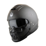 Martian Genuine Real Carbon Fiber Motorcycle Full Face Helmet HB-B2 Open Face Glossy Carbon Black, DOT Approved