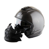 Martian Genuine Real Carbon Fiber Motorcycle Full Face Helmet HB-B2 Open Face Glossy Carbon Black, DOT Approved