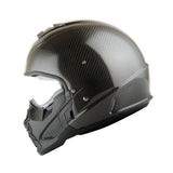 Martian Genuine Real Carbon Fiber Motorcycle Full Face Helmet HB-B2 Open Face Glossy Carbon Black, DOT Approved