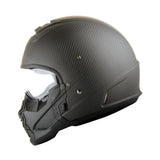 Martian Genuine Real Carbon Fiber Motorcycle Full Face Helmet HB-B2 Open Face Glossy Carbon Black, DOT Approved