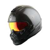 Martian Genuine Real Carbon Fiber Motorcycle Full Face Helmet HB-B2 Open Face Glossy Carbon Black, DOT Approved