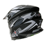 1Storm Motocross Adult Helmet Downhill Mountain Bike Helmet BMX MX ATV Dirt Bike Storm Style HF803 + Goggles + Skeleton Glove Bundle