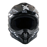 1Storm Motocross Adult Helmet Downhill Mountain Bike Helmet BMX MX ATV Dirt Bike Storm Style HF803 + Goggles + Skeleton Glove Bundle