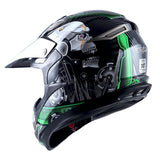 1Storm Adult Motocross Helmet Off Road MX BMX ATV Dirt Bike HGXP14B Mechanic + Goggles + Skeleton Glove Bundle