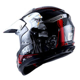 1Storm Adult Motocross Helmet Off Road MX BMX ATV Dirt Bike HGXP14B Mechanic + Goggles + Skeleton Glove Bundle