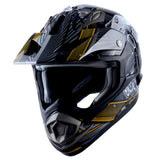 1Storm Adult Motocross Helmet Off Road MX BMX ATV Dirt Bike HGXP14B Mechanic + Goggles + Skeleton Glove Bundle