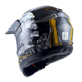 1Storm Adult Motocross Helmet Off Road MX BMX ATV Dirt Bike HGXP14B Mechanic + Goggles + Skeleton Glove Bundle