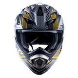 1Storm Adult Motocross Helmet Off Road MX BMX ATV Dirt Bike HGXP14B Mechanic + Goggles + Skeleton Glove Bundle