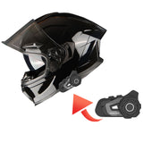 1Storm Motorcycle Full Face Helmet Dual Lens/Sun Visor + Motorcycle Bluetooth Headset