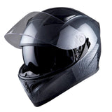 1Storm Motorcycle Modular Full Face Flip up Dual Visor Helmet + Spoiler + Motorcycle Bluetooth Headset: HJK316