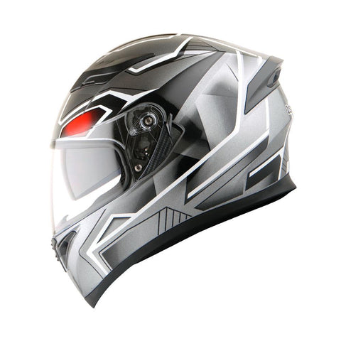 1Storm Motorcycle Street Bike Dual Visor/Sun Visor Full Face Helmet Mechanic: HJK316clear