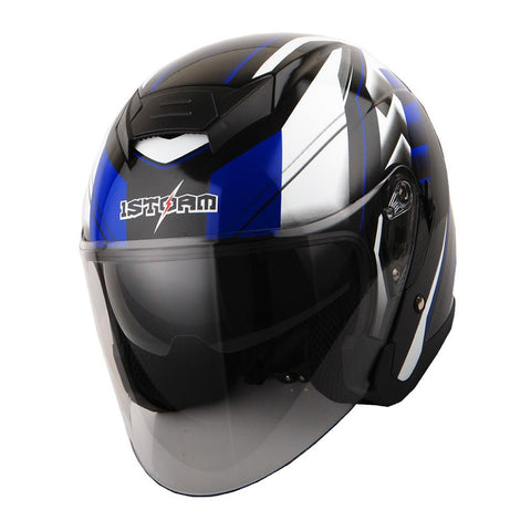 1Storm Motorcycle Open Face Helmet Scooter Classical Knight Bike Dual Lens/Sun Visor + Motorcycle Bluetooth Headset: HJK526