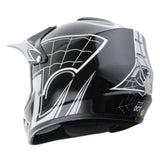 WOW Youth Kids Motocross BMX MX ATV Dirt Bike Helmet HJOY Spider Web + Goggles + Skeleton Glove Bundle