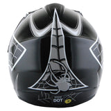 WOW Youth Kids Motocross BMX MX ATV Dirt Bike Helmet HJOY Spider Web + Goggles + Skeleton Glove Bundle