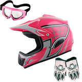 WOW Youth Motocross Helmet HJOY BMX MX ATV Dirt Bike Helmet Spider Web + Goggles + Martian Spider Glove Youth Bundle