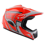 WOW Youth Kids Motocross BMX MX ATV Dirt Bike Helmet HJOY Spider Web + Goggles + Skeleton Glove Bundle