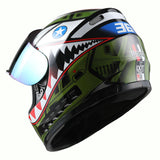 WOW Youth Motorcycle Full Face Helmet Street Bike BMX MX  Kids Shark + MX Skeleton Glove Bundle: HKY-B15