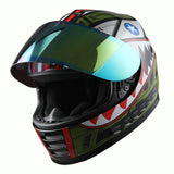 WOW Youth Motorcycle Full Face Helmet Street Bike BMX MX  Kids Shark + MX Skeleton Glove Bundle: HKY-B15