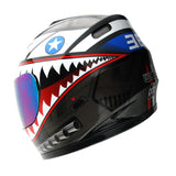 WOW Youth Motorcycle Full Face Helmet Street Bike BMX MX  Kids Shark + MX Skeleton Glove Bundle: HKY-B15