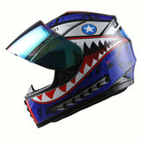 WOW Youth Motorcycle Full Face Helmet Street Bike BMX MX  Kids Shark + MX Skeleton Glove Bundle: HKY-B15