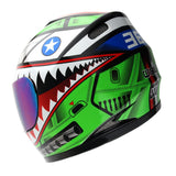 WOW Youth Motorcycle Full Face Helmet Street Bike BMX MX  Kids Shark + MX Skeleton Glove Bundle: HKY-B15