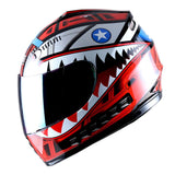 WOW Youth Motorcycle Full Face Helmet Street Bike BMX MX  Kids Shark + MX Skeleton Glove Bundle: HKY-B15