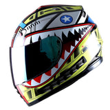 WOW Youth Motorcycle Full Face Helmet Street Bike BMX MX  Kids Shark + MX Skeleton Glove Bundle: HKY-B15